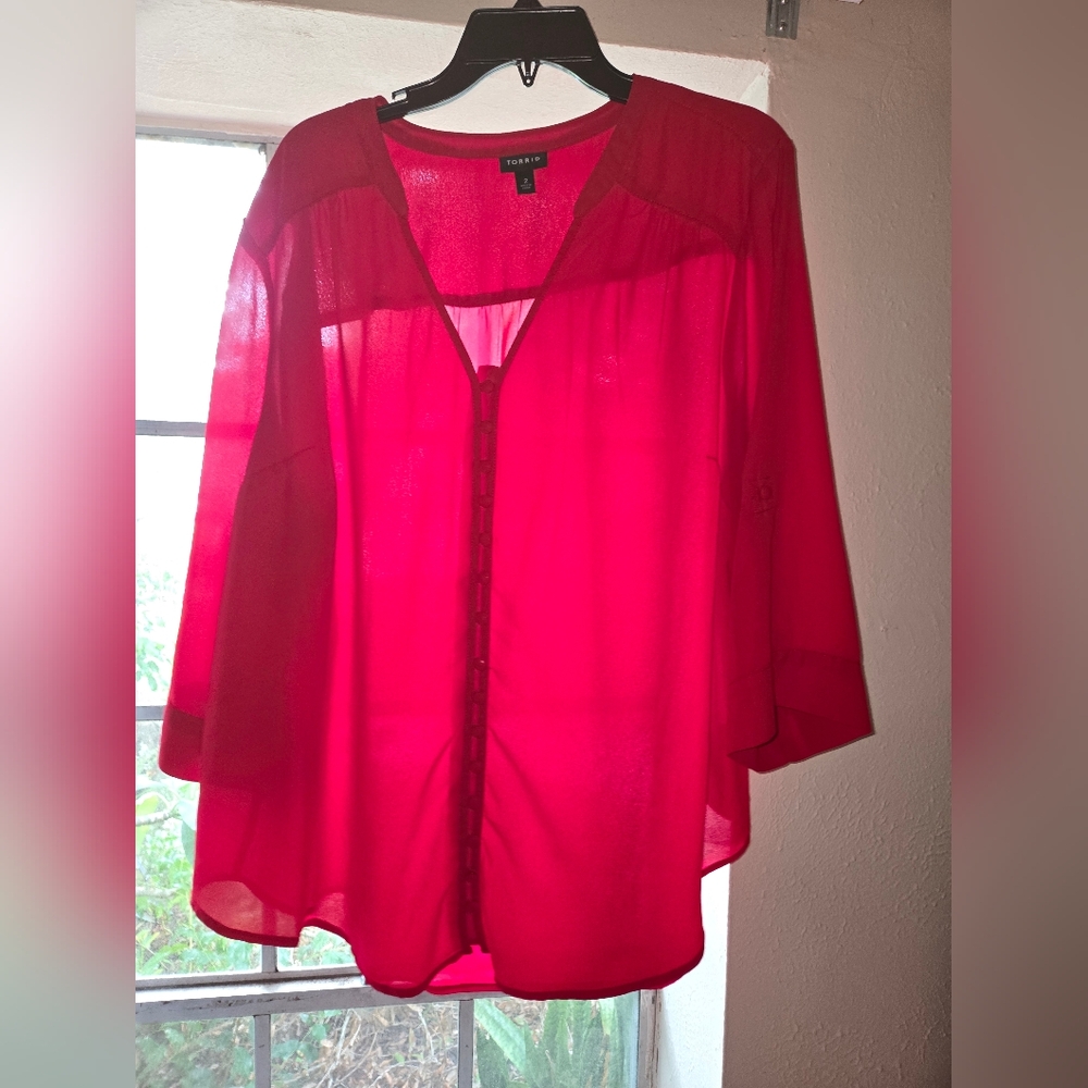 Torrid Georgette Red Blouse